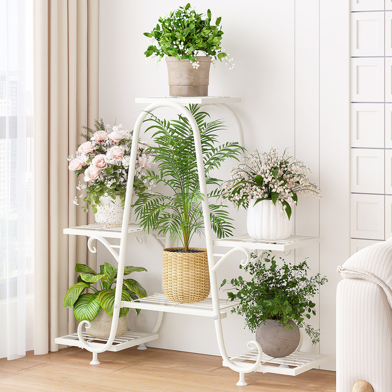 フラワーシェルフリビングルーム床置き階段状バルコニー収納ラック屋外多肉植物鉄植木鉢ブラケット棚拡張ラック|undefined