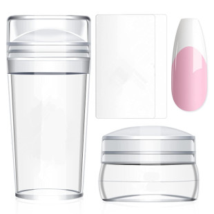 Chattering Hot French Seal Silicone Transparent Silicone Seal with Cover 2-piece Silicone Seal Nail Art Tool