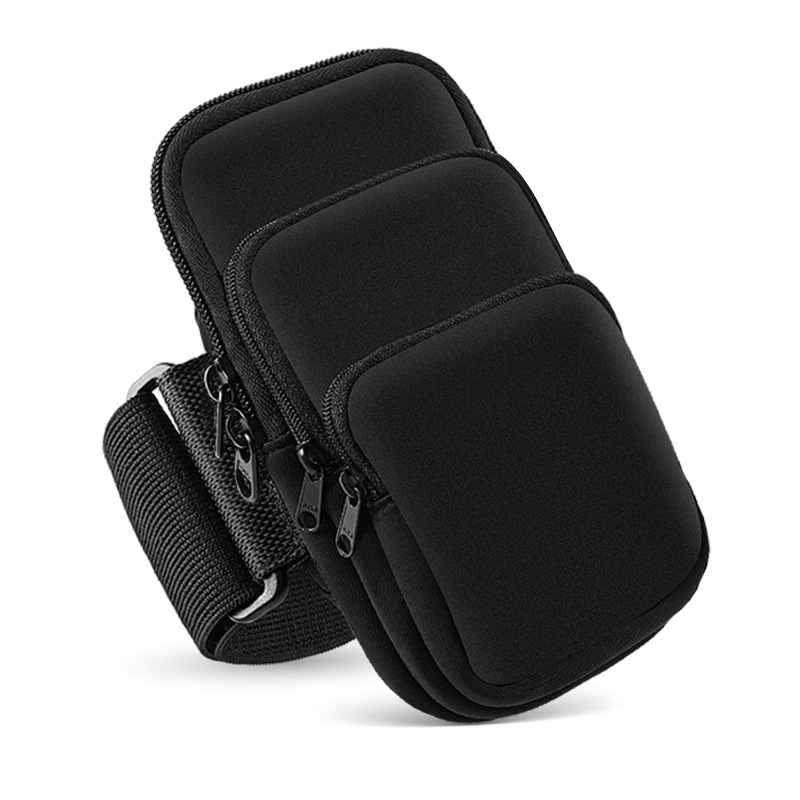 Correr bolsa de brazo para hombres y mujeres deportes al aire libre fitness manga del brazo tres bolsillos de gran capacidad universal teléfono móvil brazo bolsa de muñeca brazo banda