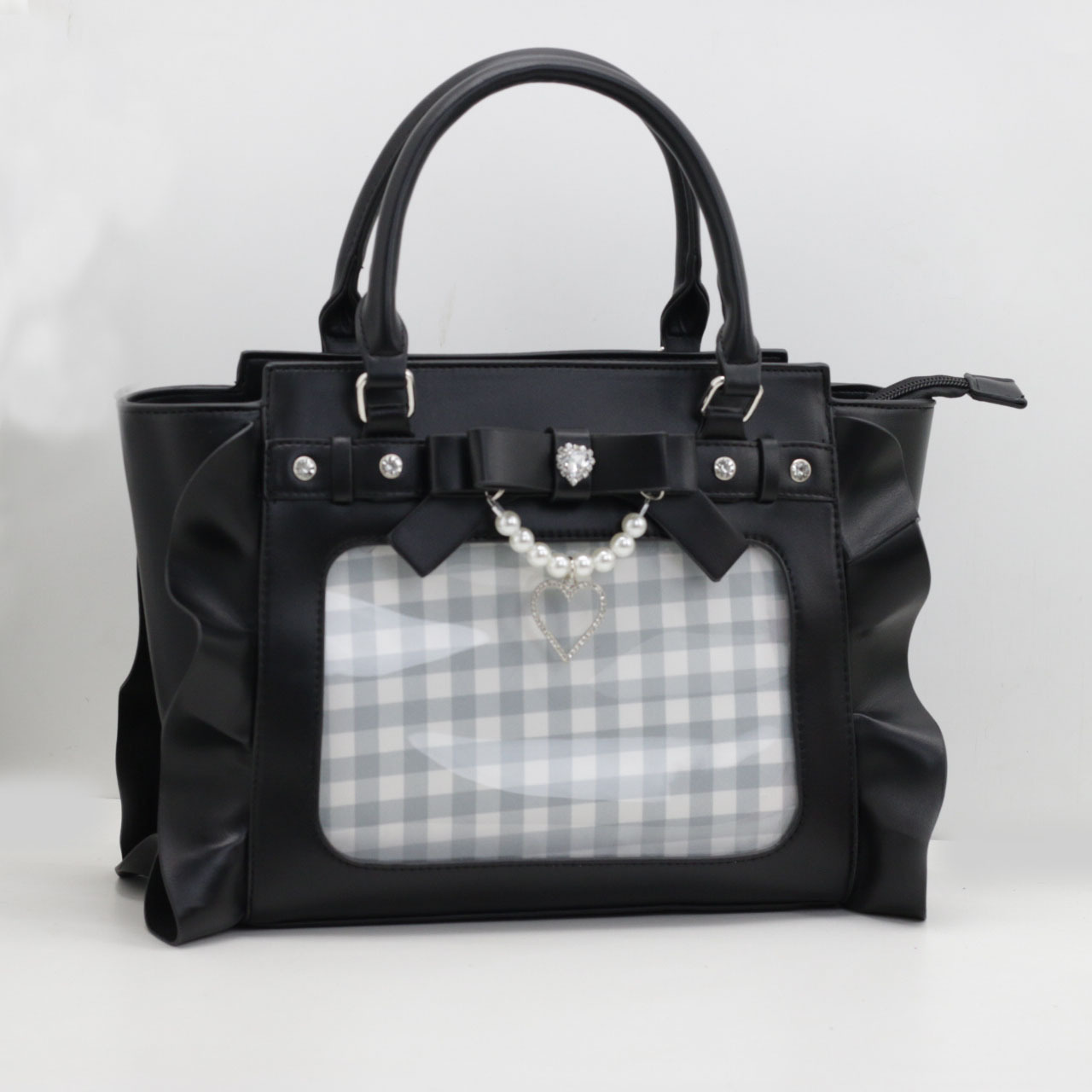 日系蕾丝小香风花边痛包天使格子大食量爱丽丝钻石爱心手提斜挎包