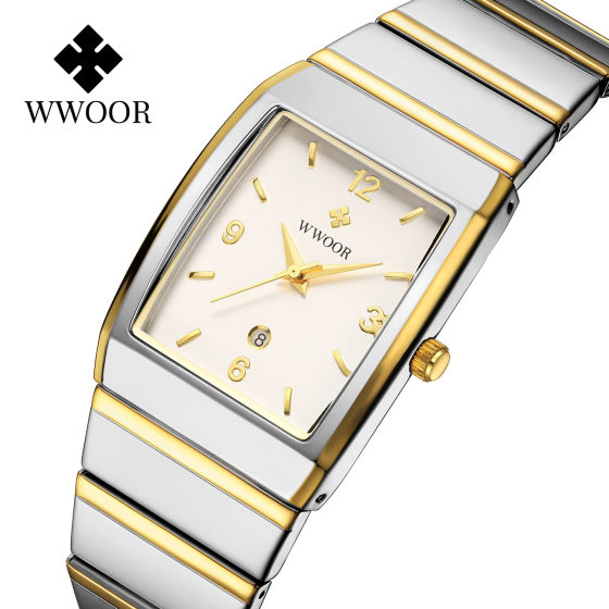 WWOOR steel belt 8888 business fashion Men's square watch waterproof quartz movement factory wholesale men's watch