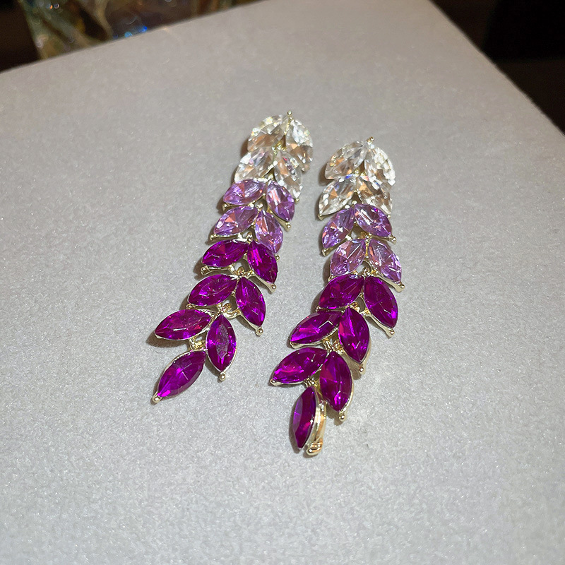 Drop Earrings Classification 1 Pair Quantity Daily Occasion Alloy Material 1 Pair Simple Style Leaf Inlay Alloy Drop Earrings