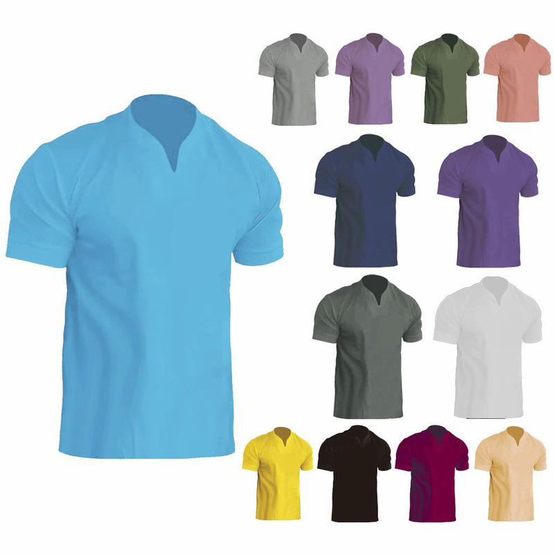 Foreign trade muscle Men's Fitness plus size sports T-shirt men's elastic cotton pocket short sleeve summer v-neck polo shirt Foreign trade muscle Men's Fitness plus size sports T-shirt men's elastic cotton pocket short sleeve summer v-neck polo shirt