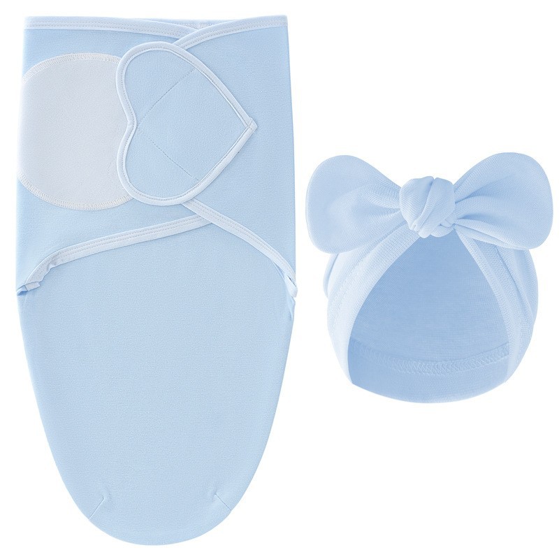 라이트 블루 러브 스타일 스프링 실크 침낭 + 인디언 모자