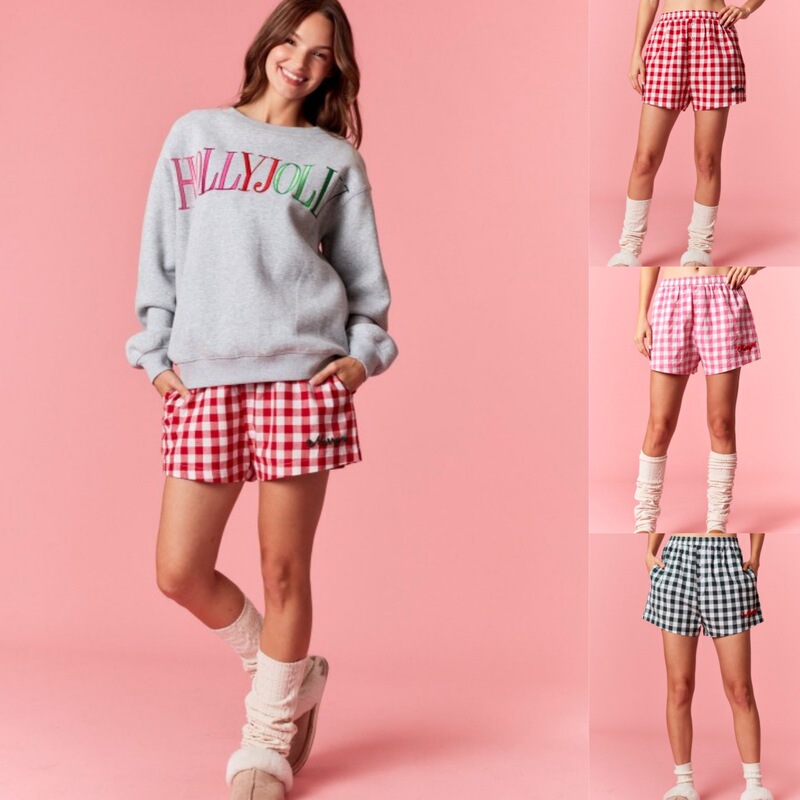 Amazon 25 Autumn and Winter New Cross-Border European and American Clothing Christmas Plaid Letter Embroider Loose Casual Shorts for Women