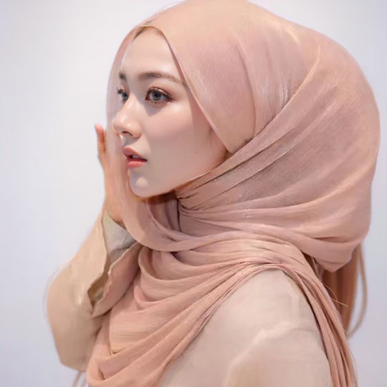 Cross-border New Solid Color Soft Shiny Island Satin Scarf Women's Malay Indonesian Long Scarf Headscarf Sunscreen Scarf