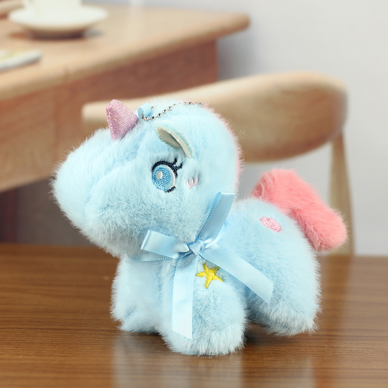 Lindo colgante de unicornio juguete de peluche bolso de muñeca colgante muñeca llavero máquina de agarre de boda muñeca pequeña