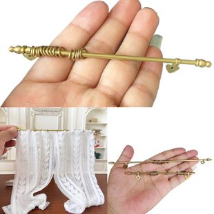 Doll House DIY Cabin Mini Handmade Model Material Accessories Handmade Golden Curtain Rod Model Miniature Play House