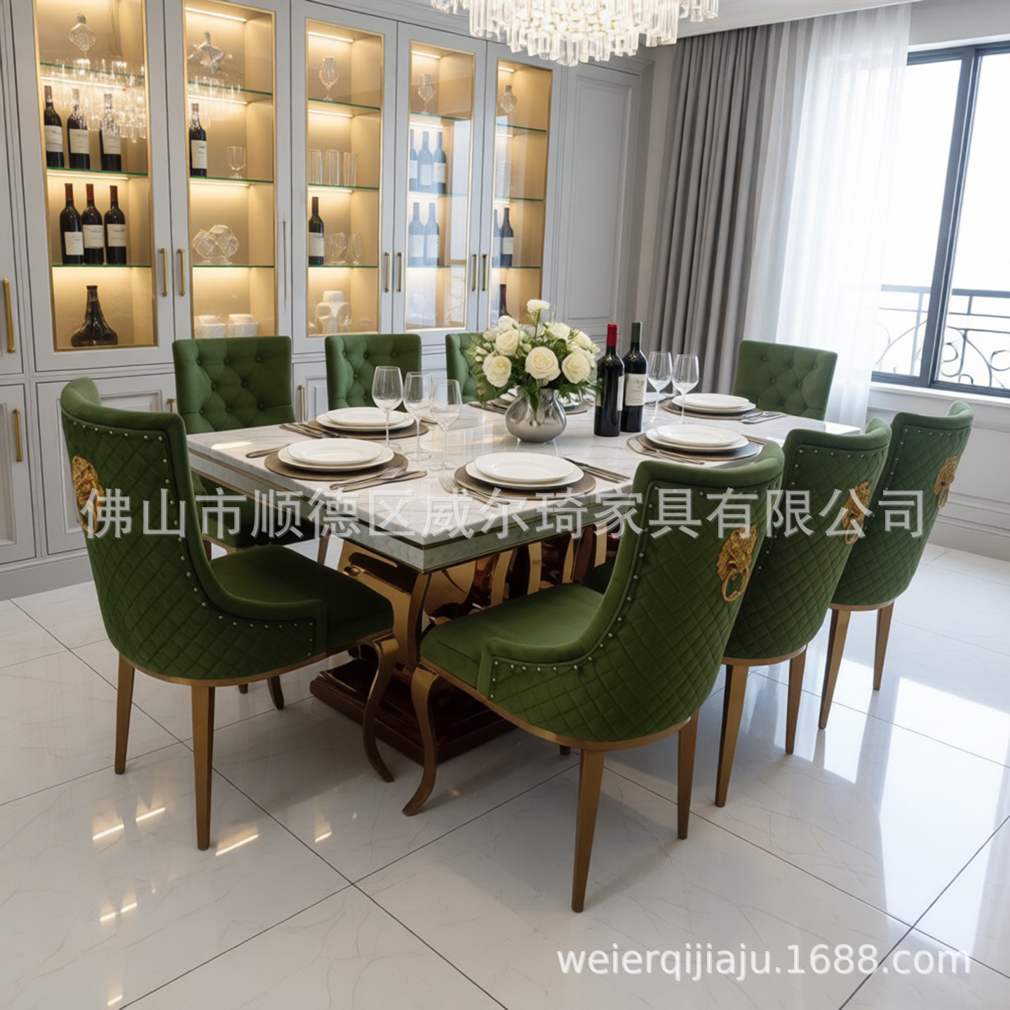 2026 Light Luxury Stainless Steel Marble Dining Table Rectangular Dining Table and Chair Combination Modern Home Living Room House Dining Table