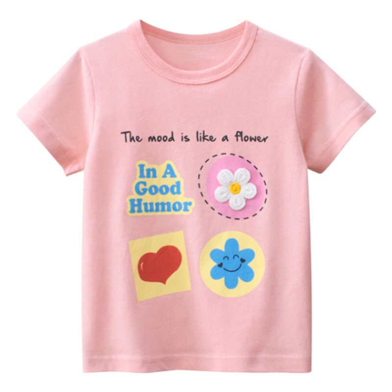 27 casa estilo coreano ropa para niños verano nuevo 2023 estilo coreano de las niñas Camiseta de manga corta ropa de bebé fábrica al por mayor