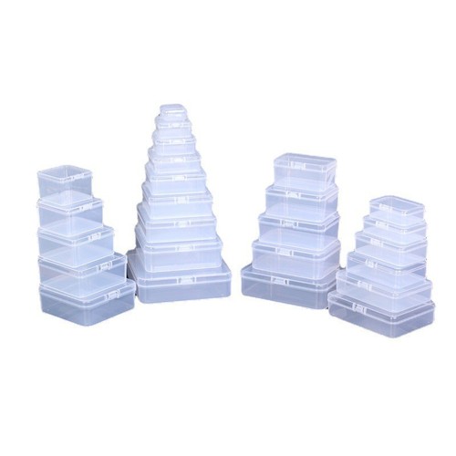 Square rectangular transparent plastic box parts accessories fishhook buttons jewelry dot diamond pearl packaging storage box