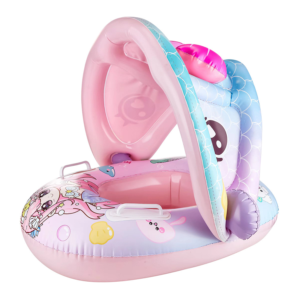 Xia Le bebé anillo de natación a prueba de sol con volante asiento de bebé barco cuerno barco hogar niños natación anillo piscina juguete