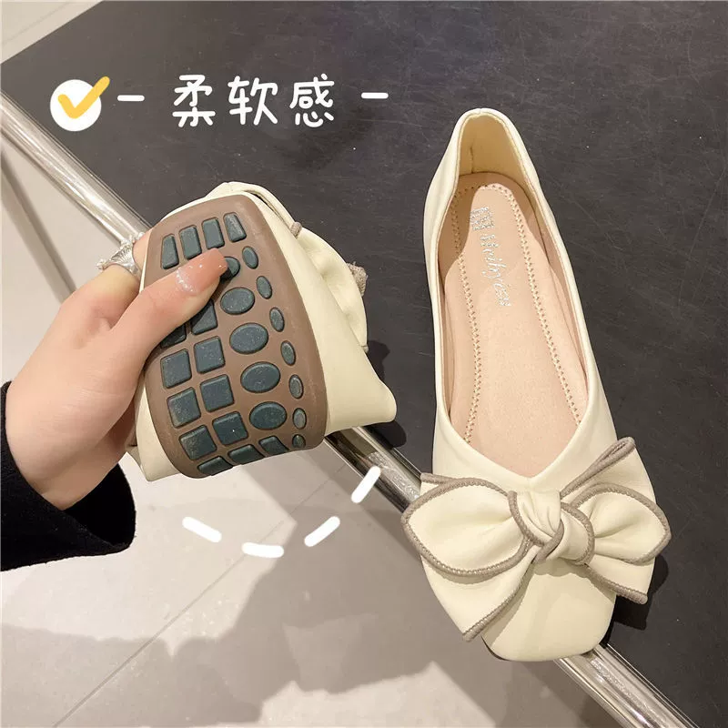 Подходящая обувь женская Однослойная обувь в горох юбка ароматный стиль офисные работники на плоской подходящей ко всему нескользящей мягкой подошве 2023 новый маленький