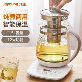 九.阳K15F-WY155养生壶家用1.5升玻璃花茶壶可拆卸茶篮煮茶器智能