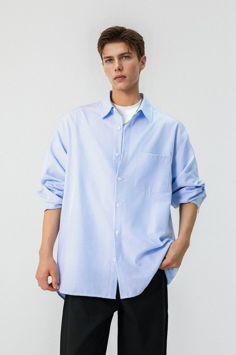 Inflation Color-Block Striped Loose Shirt