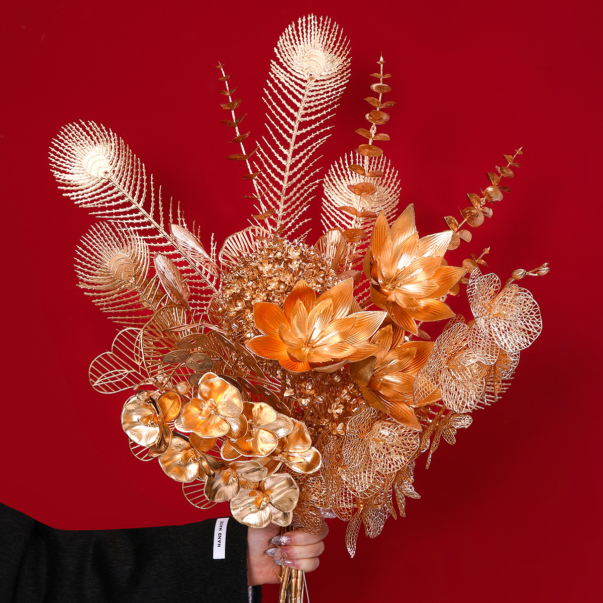 Decoración de barril de bendición de año nuevo, decoración de jarrón de fruta roja de acebo de América del Norte, fruta de acebo, flor de año nuevo, flor de flor, simulación de hogar, acebo