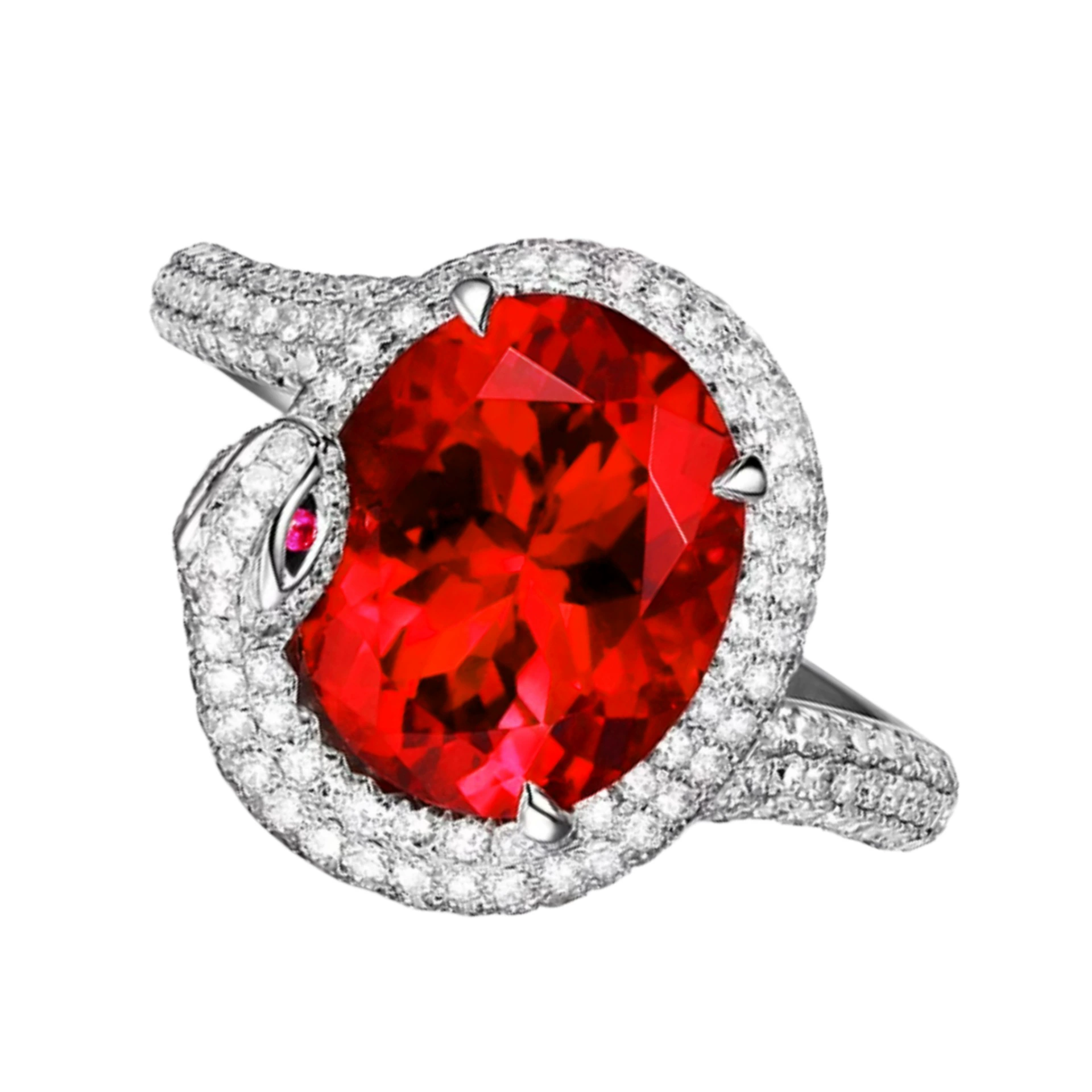 Рубиновые турмалины кольцо, 750 проба золота, с gem
