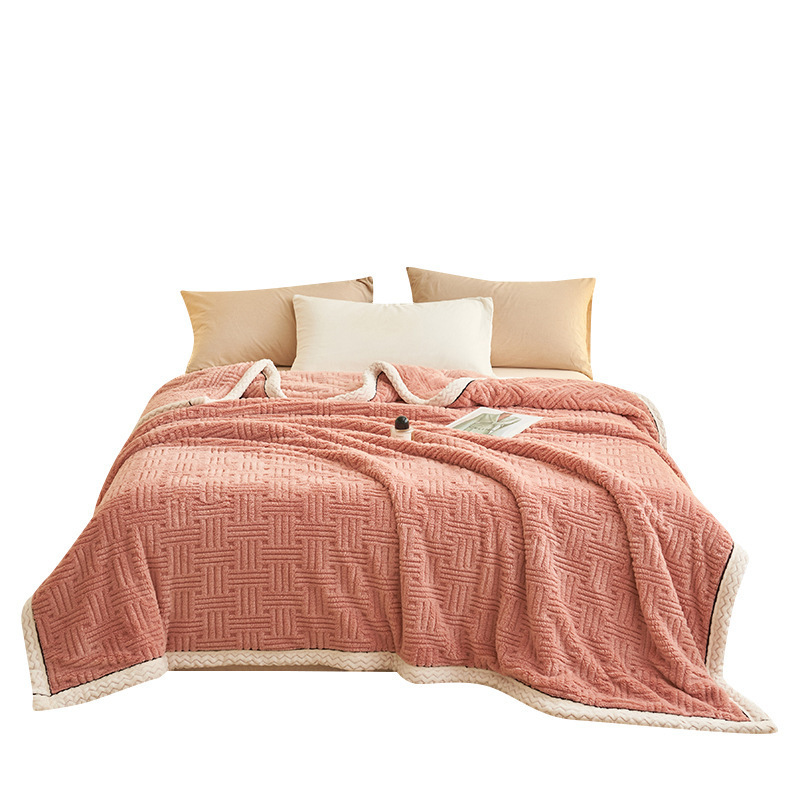 2025 nuevo Jacquard mantas de peluche de oficina almuerzo mantas de sofá doble simple mantas mantas de lana de coral mantas