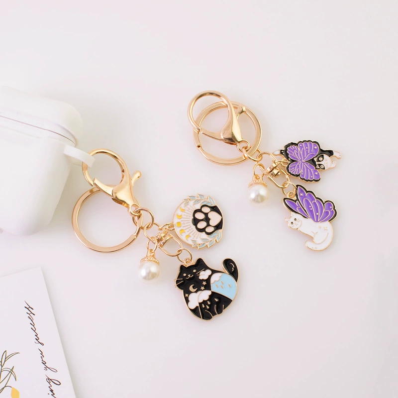 Metal keychain, creative flowerpot, pendant for beloved, new collection, pet, cat