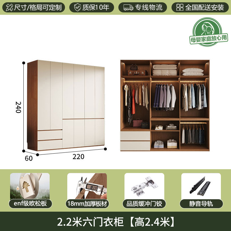 一门到顶ENF1.8加厚实木欧松板衣柜分段式家用卧室极简现代大衣橱|undefined