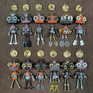 Twelve constellations handmade punk robot pendant stall commodity wooden pendant necklace mobile phone chain pendant