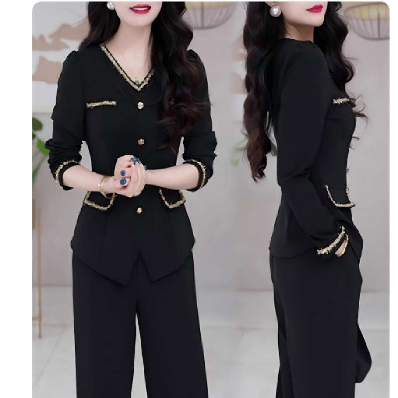 小香风黑色领时尚修身装饰衬衫外套女2025年秋季新款衬衣上衣