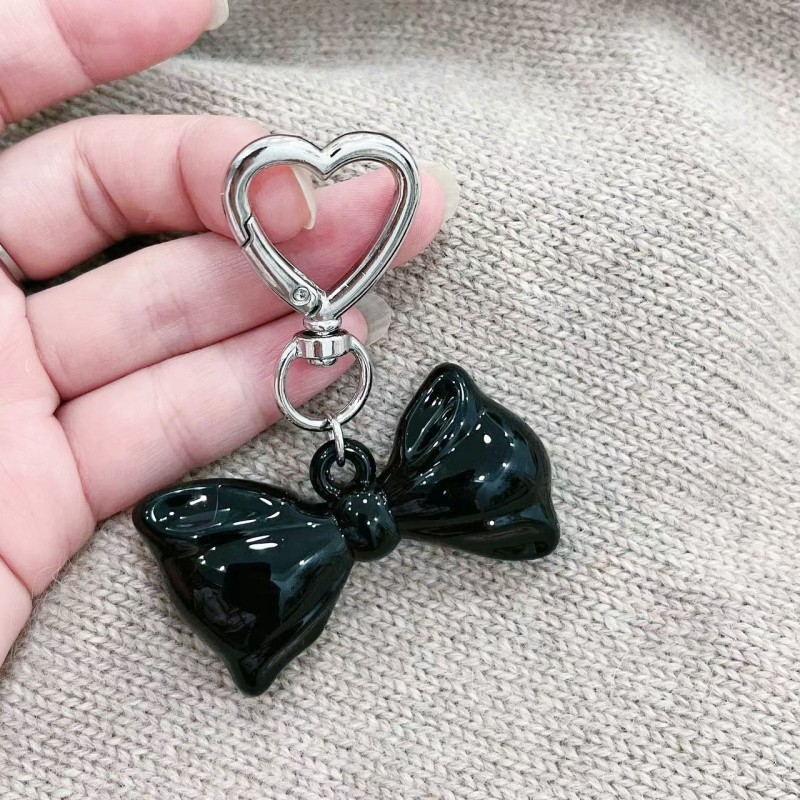 26g Weight Keychain Classification 1 Piece Quantity Daily Occasion Acrylic Material Heart Shape, Bow Knot Pattern Plating Design Sweet Style 1 Piece Sweet Heart Shape Bow Knot Acrylic Plating Keychain 9
