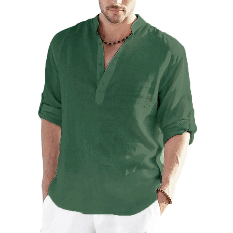 Рубашка с длинным рукавом, воротник-мандиандар, дышащий повседневный стиль, размеры S–4XL