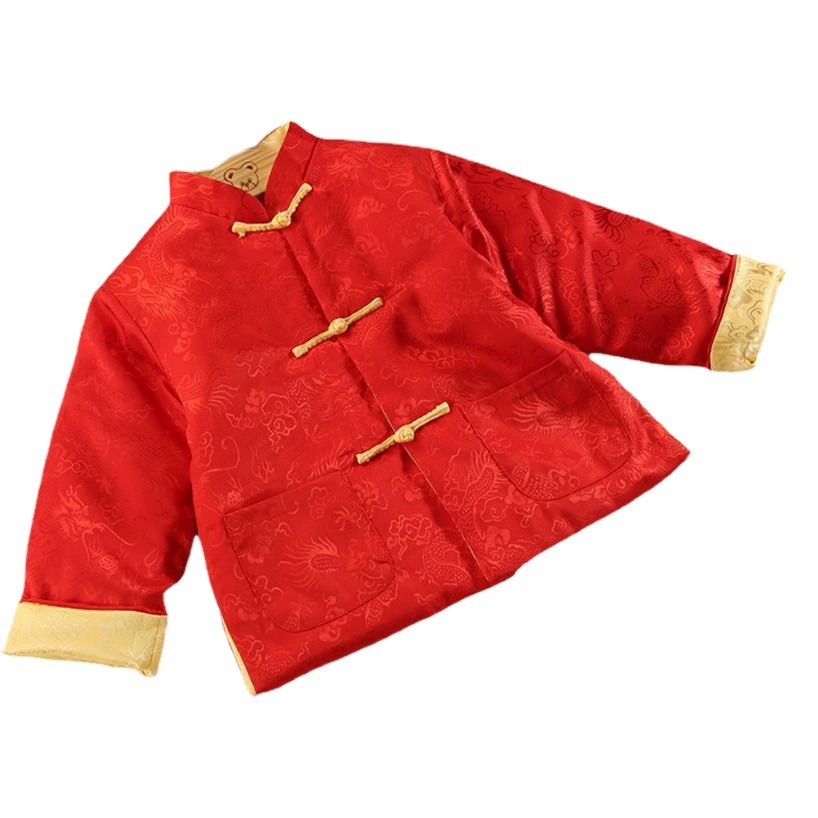 Осенне-зимнее Новое Двустороннее пальто Тан для маленьких, средних и больших детей, Детский костюм Тан с длинными рукавами и длинными рукавами, костюм Тан для мальчика