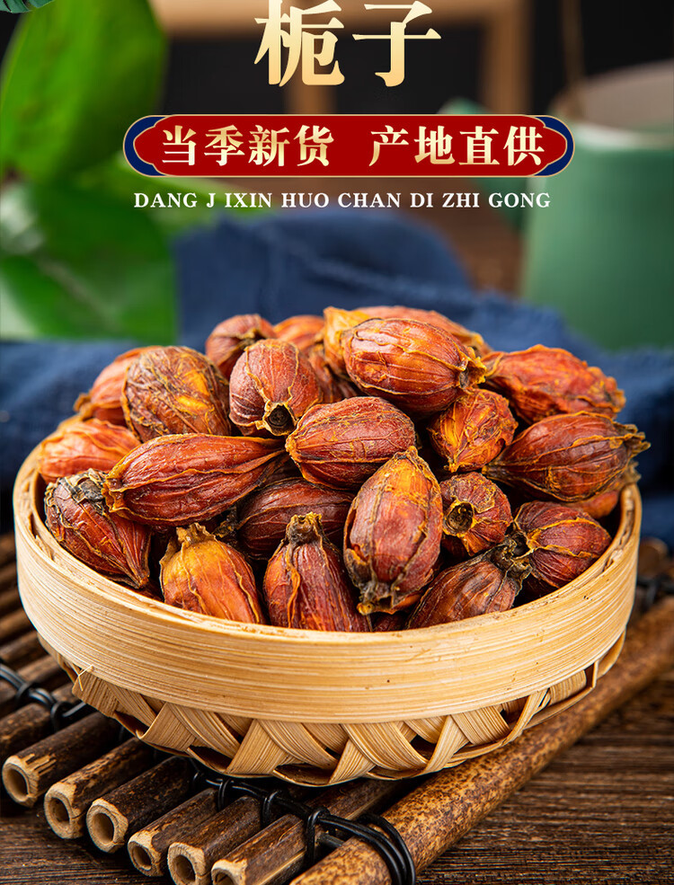 Dried Gardenia Fruit Zhi Zi 500g Whole Pods for Tea and Culinary Coloring overview
