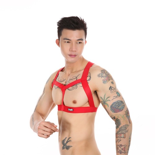 Men's European and American fashion men's fitness shoulder strap fun bondage pure color chest strap pectoral muscle elastic party back strap 