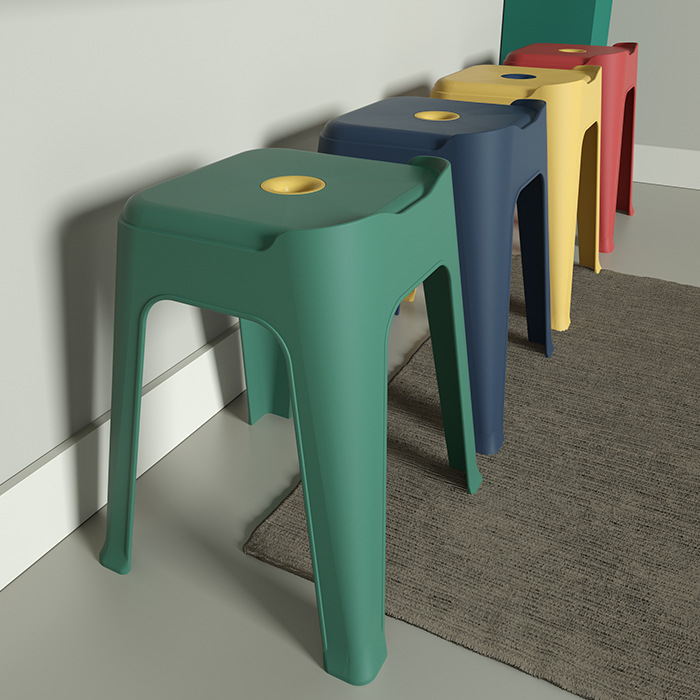Thickened Home Plastic High Stool Minimalist Nordic Style Living Room Chair Adult Dining Chair Stool Casual Square Stool Wholesale