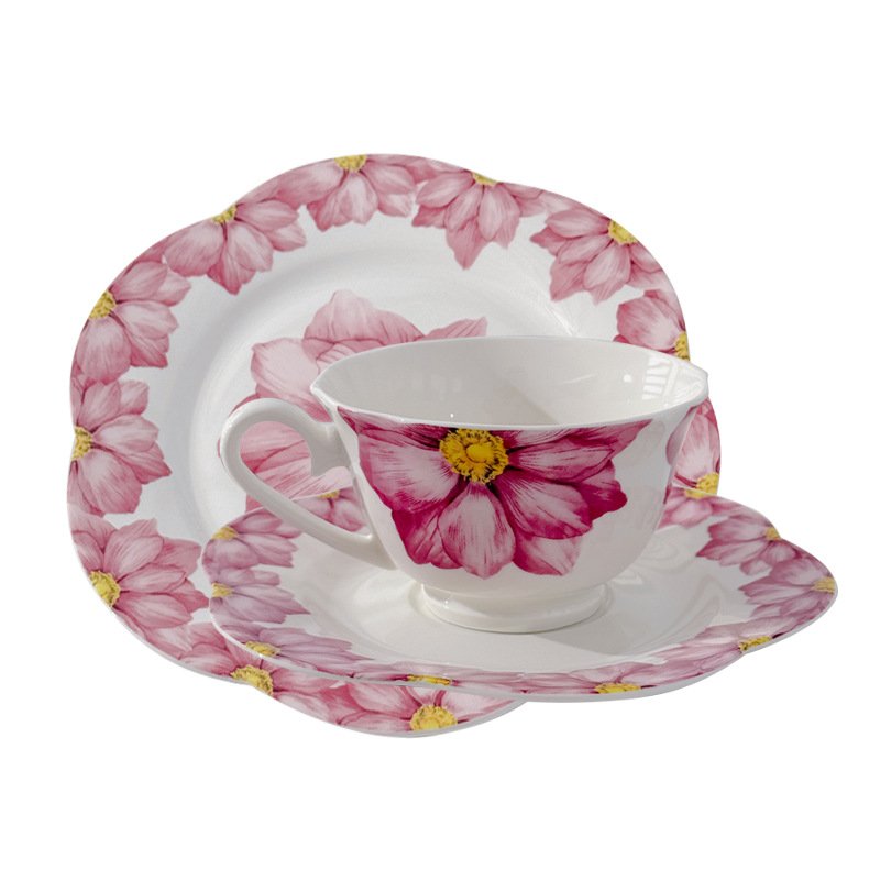Taza de café y platillo Juego de cerámica Té de la tarde Hogar de alta gama Estilo pastoral Cerámica Taza de café Plato de punto Plato