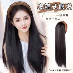 假头发女发箍一体式长直发时尚高颅顶仿真懒人半头套自然增发量