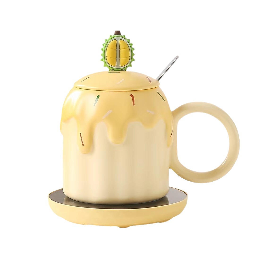 Personalidad creativa taza de frutas termostática de cerámica regalo de mano para chicas taza caliente juego de taza en relieve taza de alto valor facial
