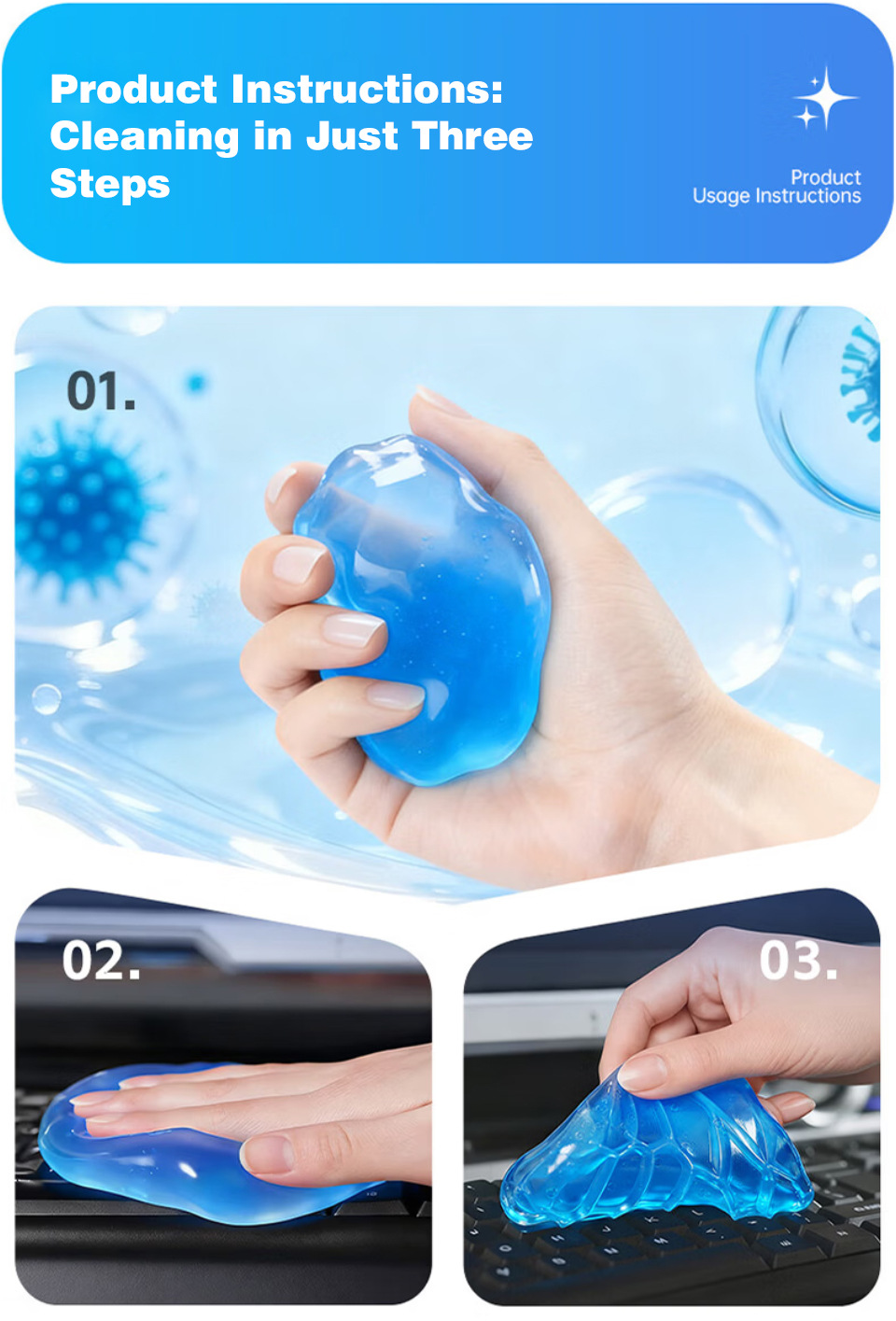 Cross-border exclusive cleaning tool: cleaning gel, car cleaning clay, dust-removing gel for computer keyboards