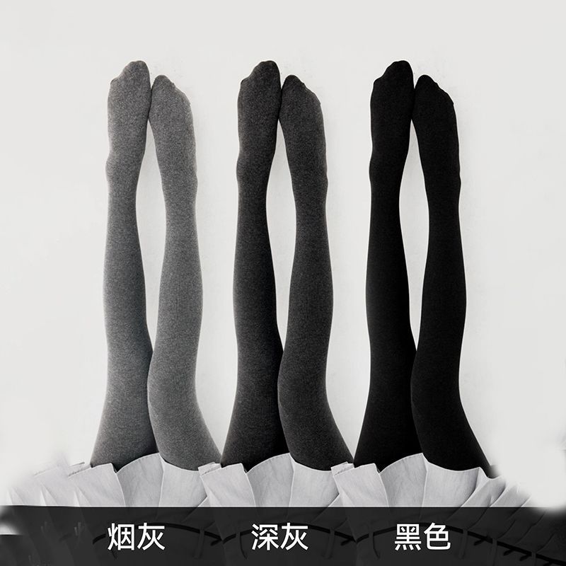 秋冬螺纹打底裤女加绒加厚棉裤内搭灰色竖条纹连裤袜保暖外穿秋裤