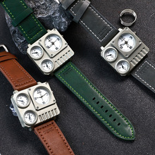 新款复古高颜值轻奢方形高级时尚潮流皮带款男士多时区石英手表