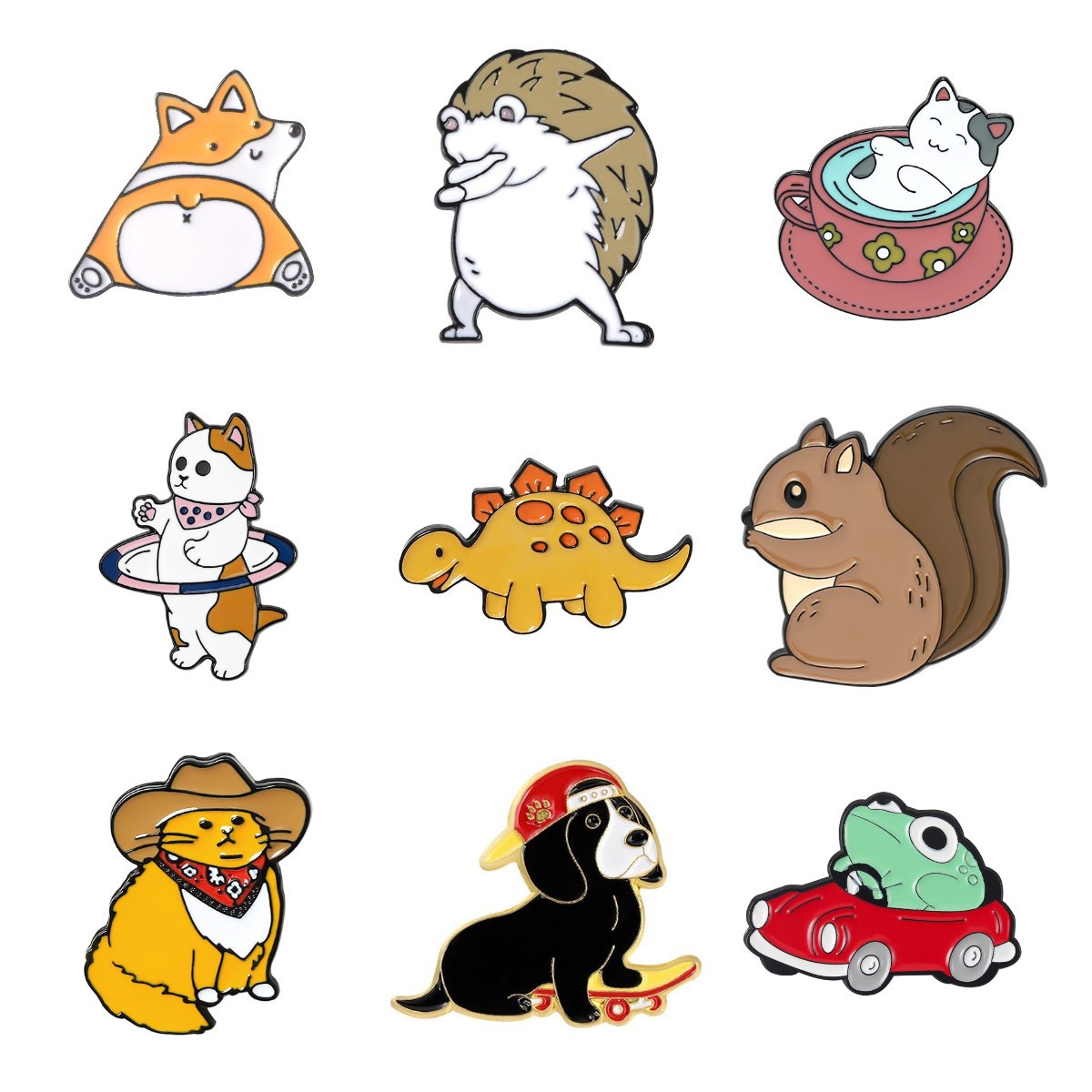 Colorful Color Cartoon Style Pin Animal Alloy Stoving Varnish Unisex Brooches