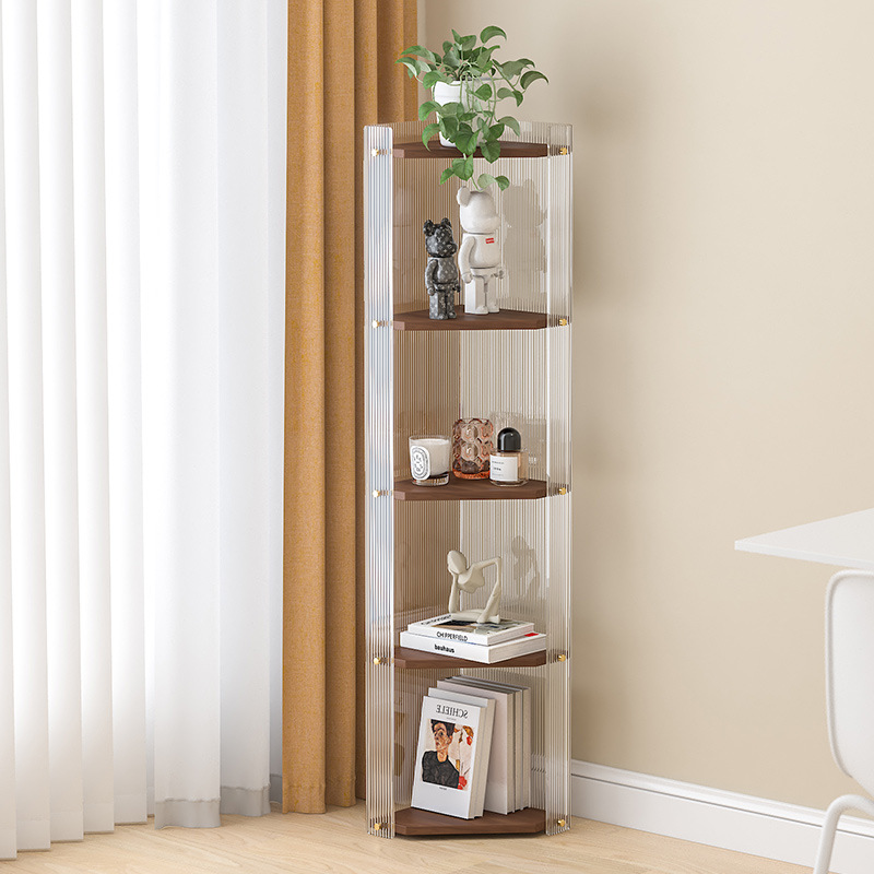 Esquina de pared personalizada estante triangular de madera maciza lavabo de baño cosméticos esquina de baño estante de almacenamiento de acrílico