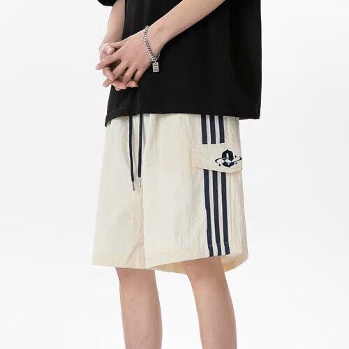 Stylish Minimalist Trendy Literary Personality Unbranded American Retro Stretch Waist Loose Summer Five-Finger Pants for Men