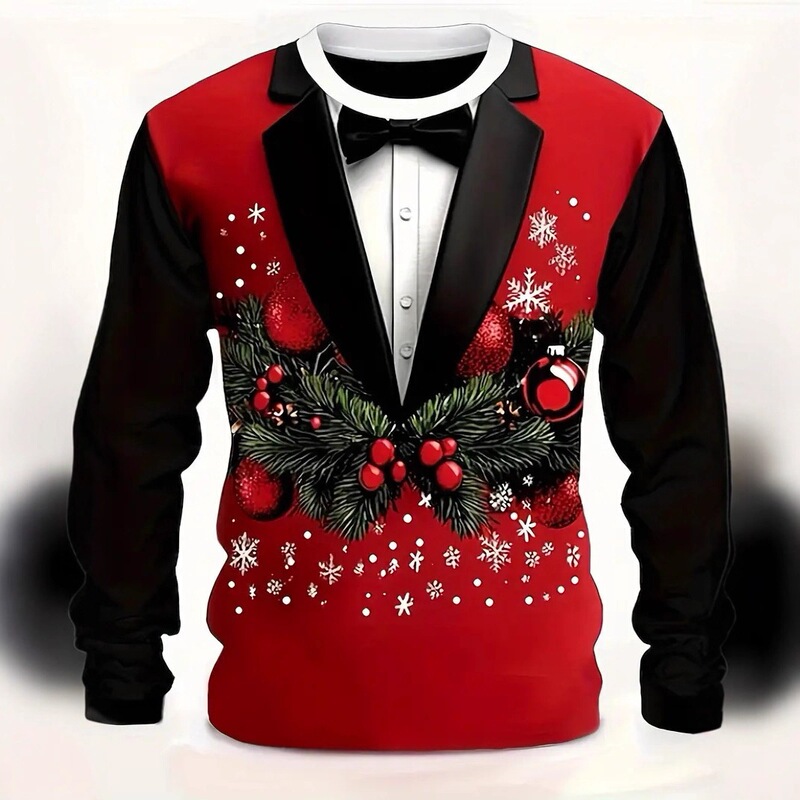 New large size short-sleeve tops, new T-shirts, Christmas series prints, cross-border men's 3D digital fashion
