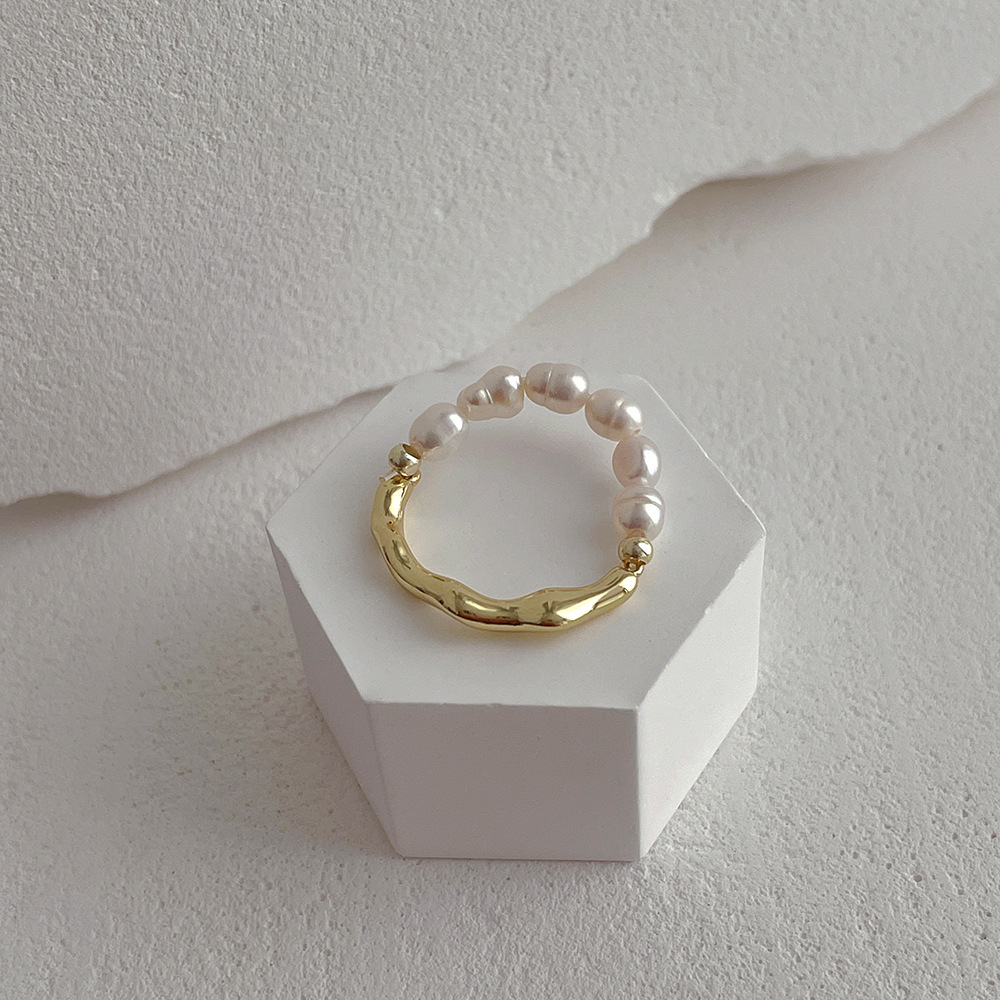 Baroque Style Geometric Pearl Handmade Rings 1 Piece display picture 1