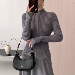 精纺100%超细美丽诺针织衫2025秋装修身小衫设计感打底羊毛衫开衫