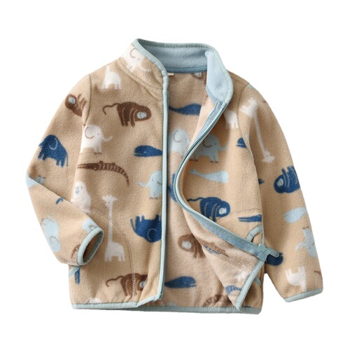 [ New Product] Boys Autumn Polar Fleece Jacket Car Dinosaur Print Jacket Dropshipping wy1599