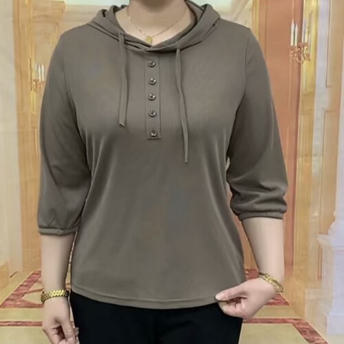 【Counter Quality】Elegant and Slimming Traditional Chinese Style Hooded Top for Middle-Aged Women