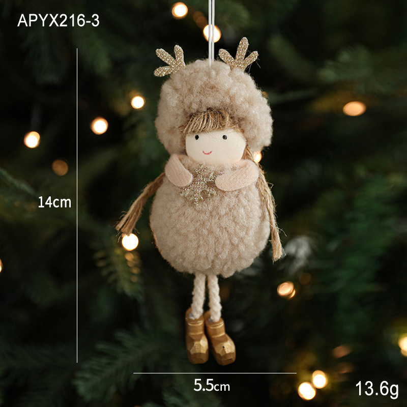 新しいクリスマス装飾ぬいぐるみ女の子人形ペンダントクリエイティブ鹿の角天使ペンダントクリスマスツリーペンダントアクセサリー|undefined