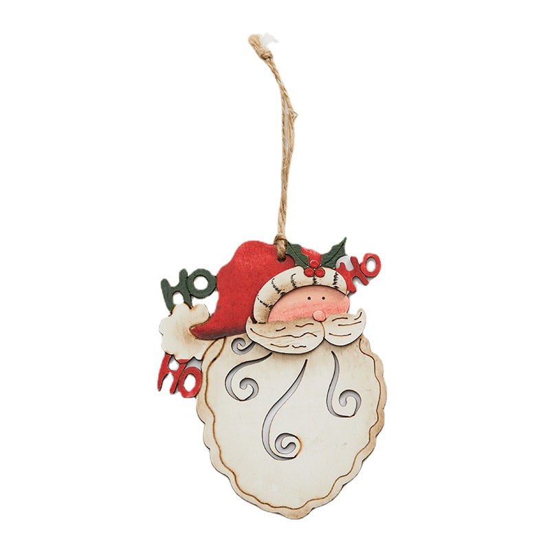 Madera de 10cm madera Santa colgante decoración de Navidad pintada a mano vieja colgante colgante de árbol de Navidad