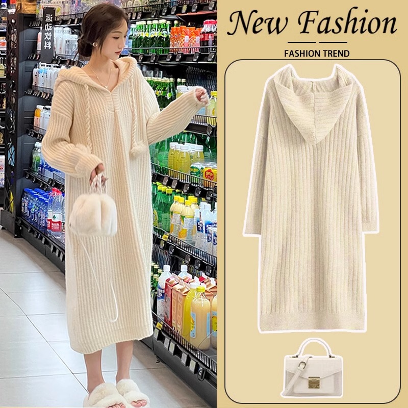 Pregnant women dress spring and autumn 2024 new autumn and winter fashion autumn knitted long sweater outer wear winter skirt Pregnant women dress spring and autumn 2024 new autumn and winter fashion autumn knitted long sweater outer wear winter skirt