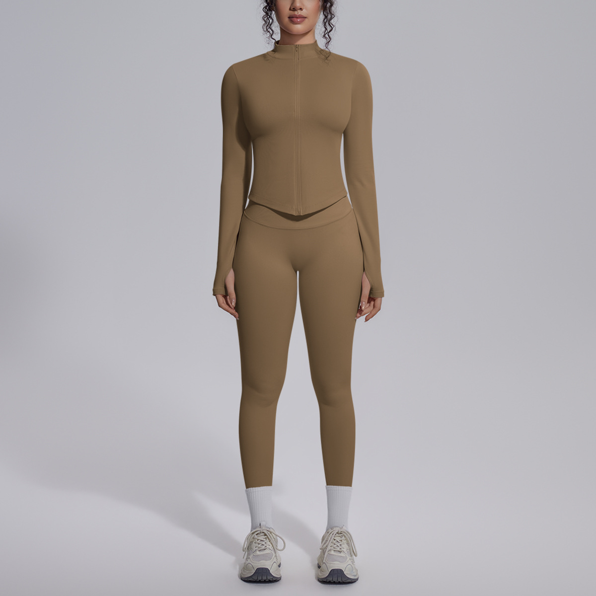 Nuevo transfronterizo sin costuras color sólido transpirable elevación de cadera ajustado conjunto de ropa de yoga deportiva, carrera y fitness conjunto de ropa de yoga